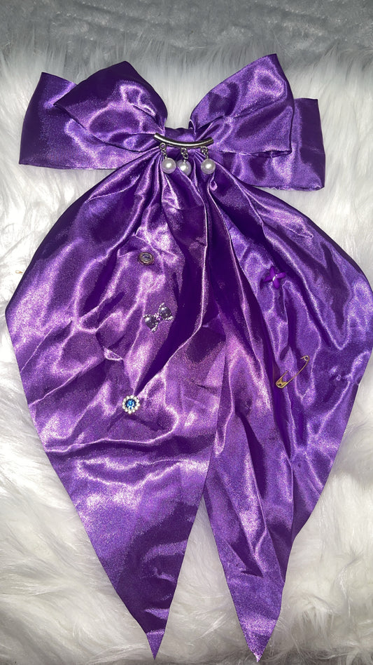 Purple Satin Bow Clip