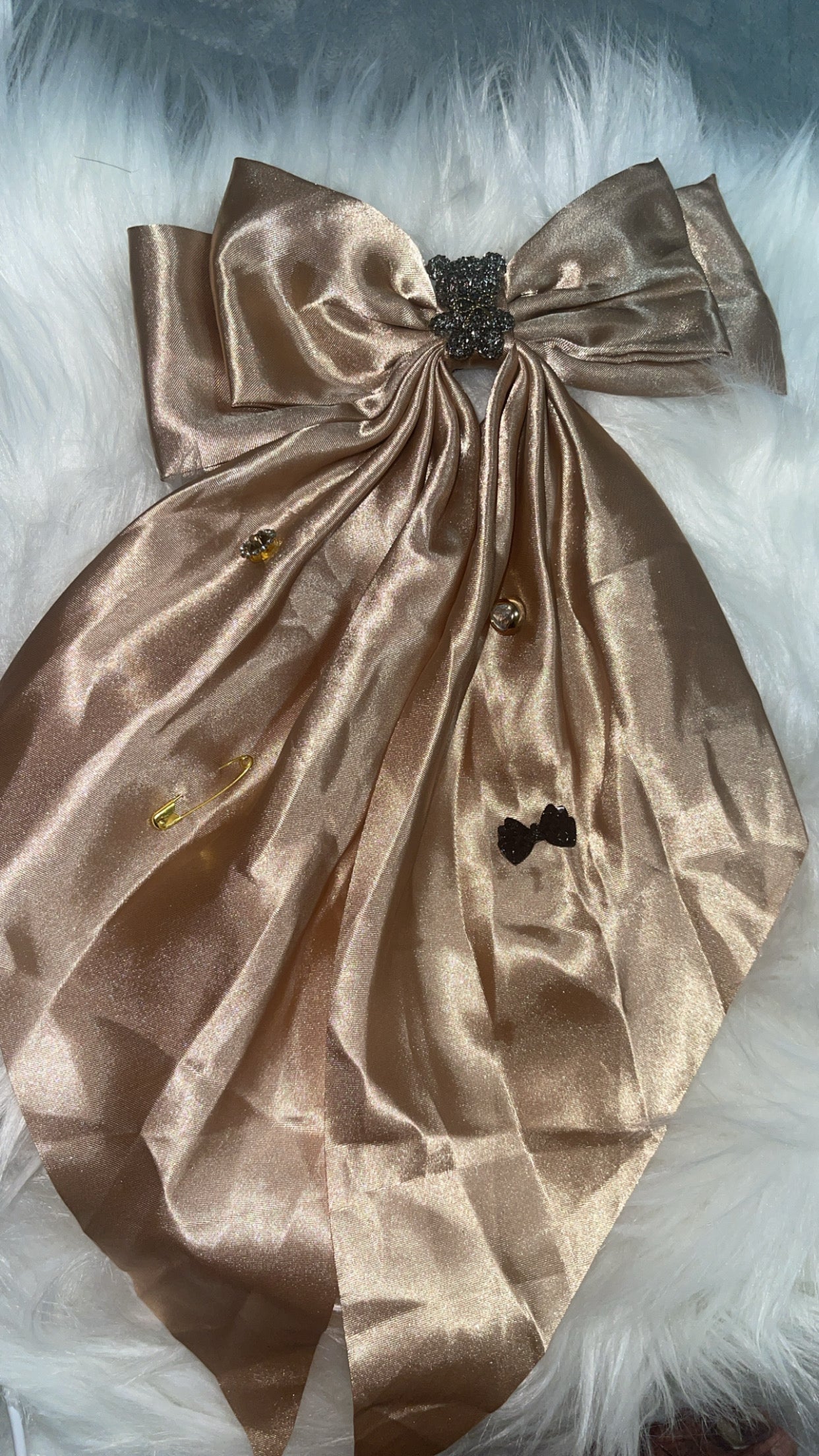 Champagne Satin Bow Clip