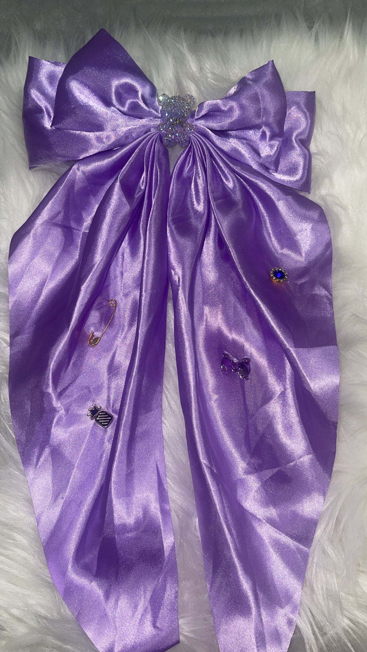 Lavender Satin Bow Clip