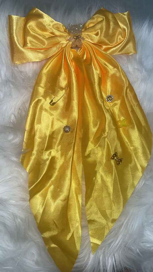 Yellow Satin Bow Clip