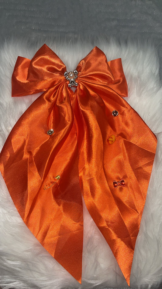 Orange Satin Bow Clip