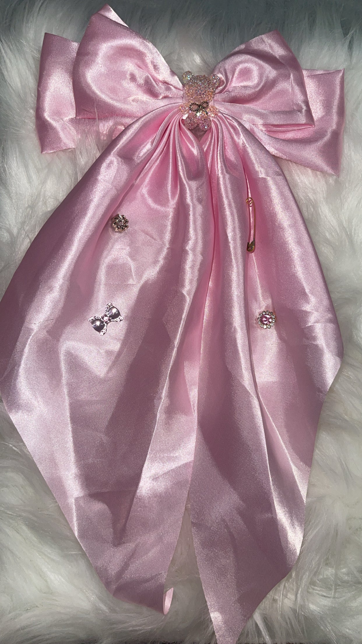 Light pink Satin Bow Clip